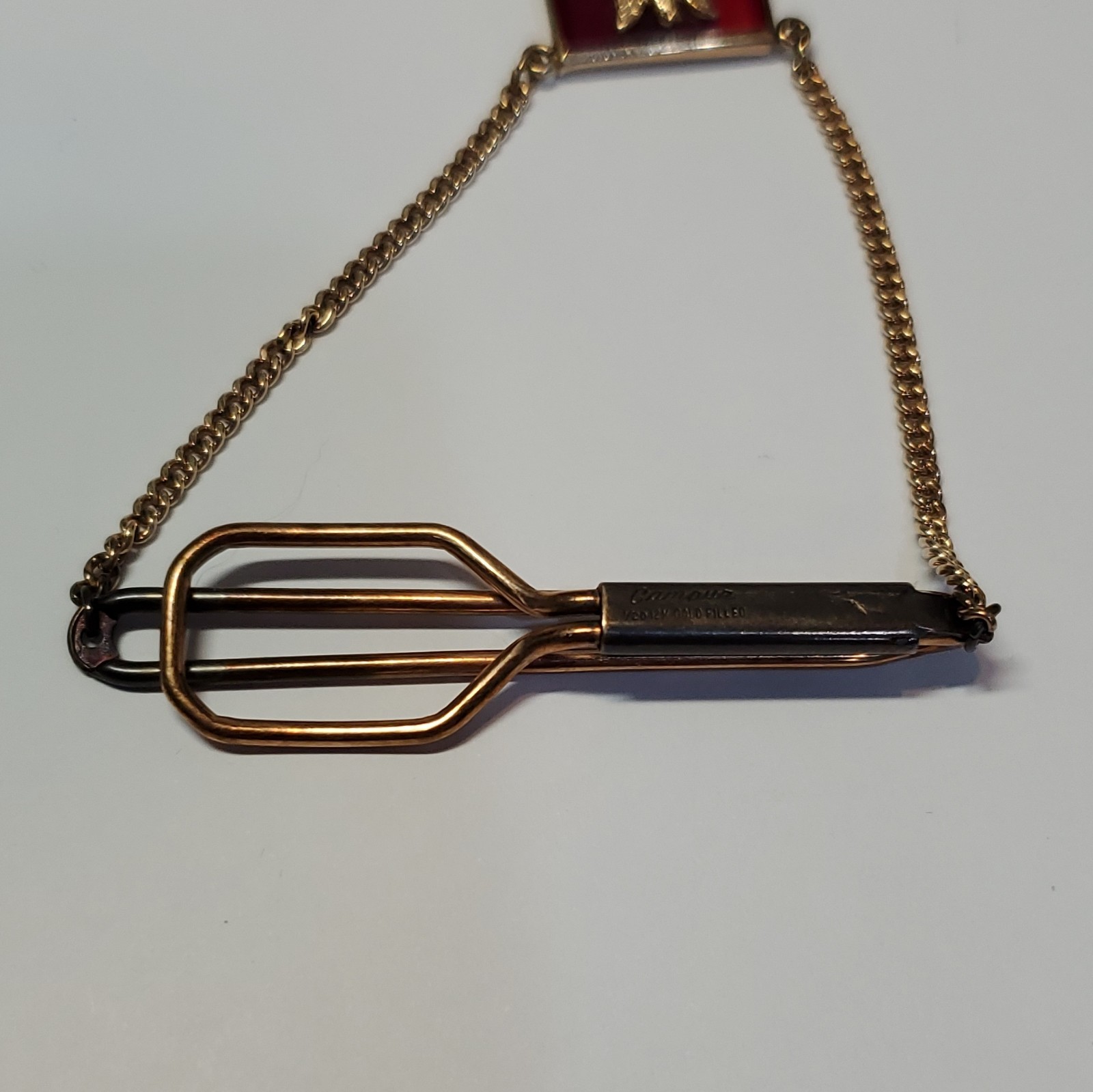 Vintage Tie Bar Fraternal Order of the Eagles Gold Tone FOE
