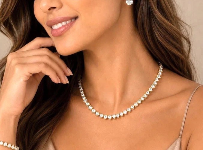 20TCW Pear Cut Lab Created Diamond Women’s Tennis Necklace 14k White Gold Plated