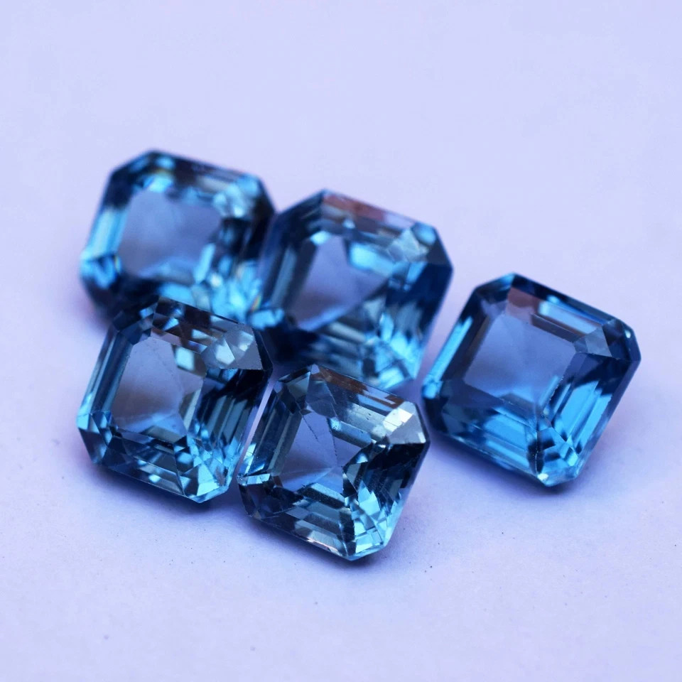 40.40 CT Natural London Blue Topaz Octagon Cut Flawless Certified Gemstone Lot