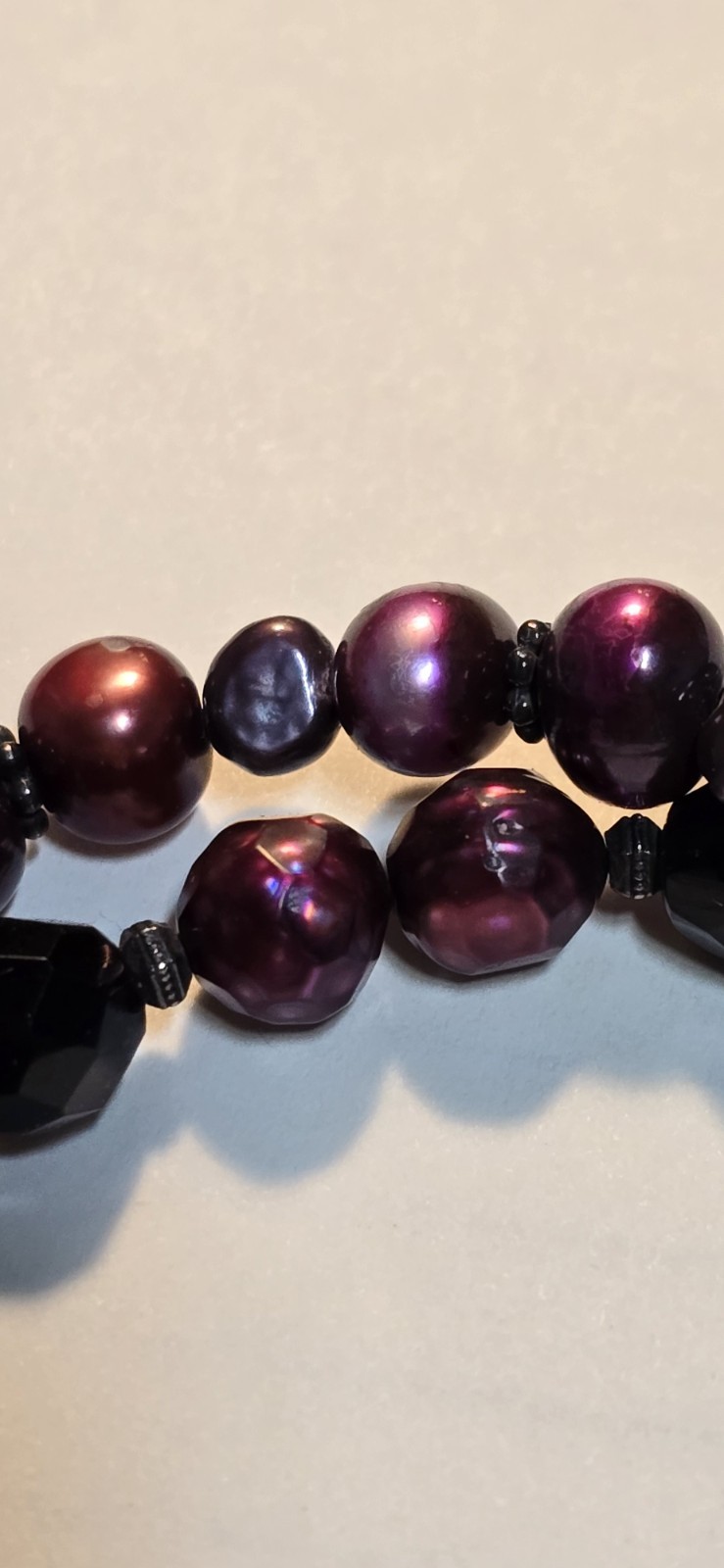 Sterling Silver 925 Burgundy Preals Dubble Strand Bracelet Toogel Clasp