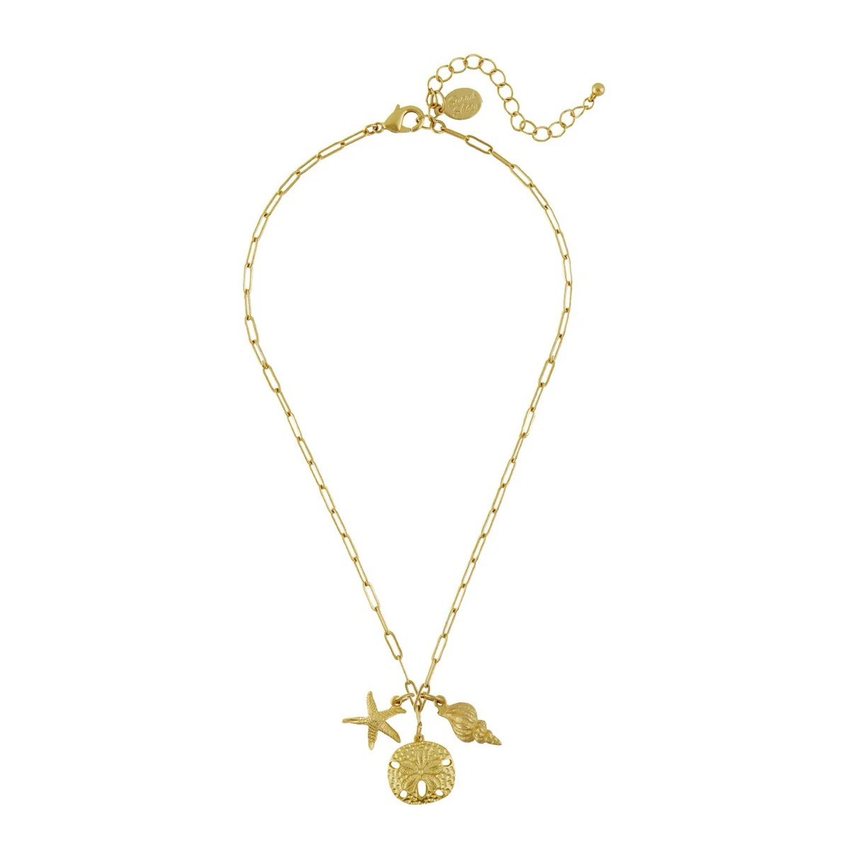 Susan Shaw Sand & Sea Paperclip Trio Necklace 24kt TGP 16″ $98 3602G MSRP New!