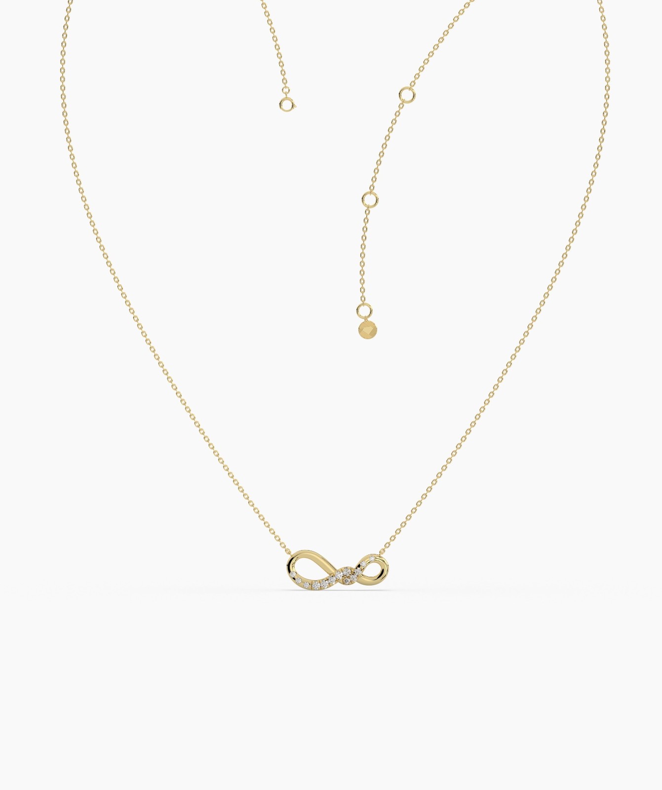 14K Gold Round E-F/VVS-VS Lab Grown Diamond Horizontal Infinity Pendant Necklace