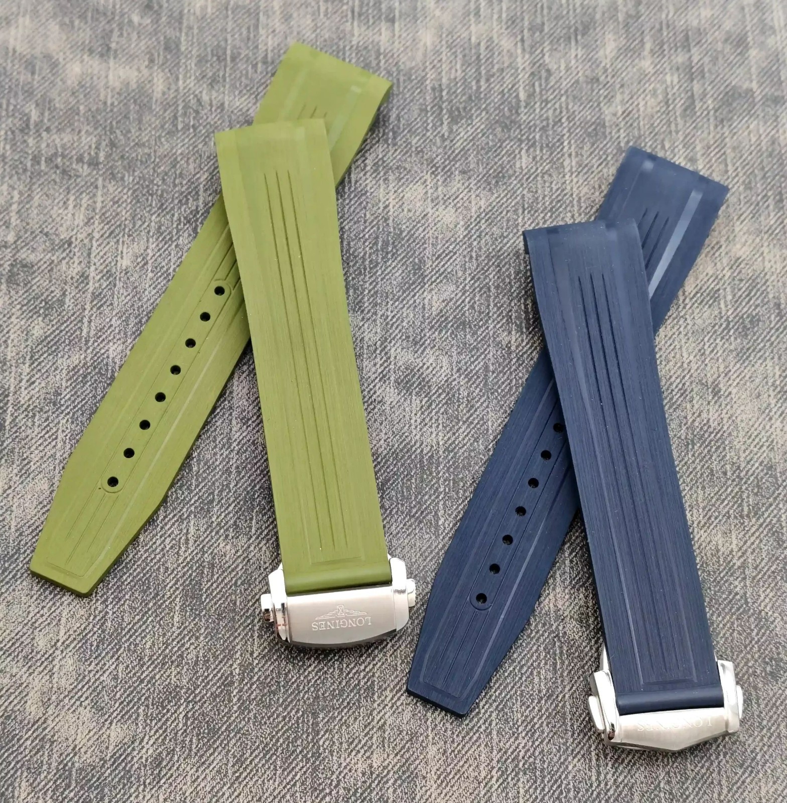 FKM Rubber Strap for Longines Conquest/GMT L3 Series – 21mm/22mm Curved End Band