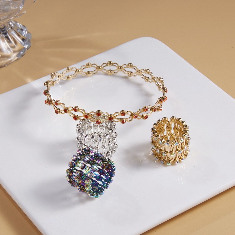 Folding Ring Bracelet Stretchable Retractable Crystal Jewelry Gift Women