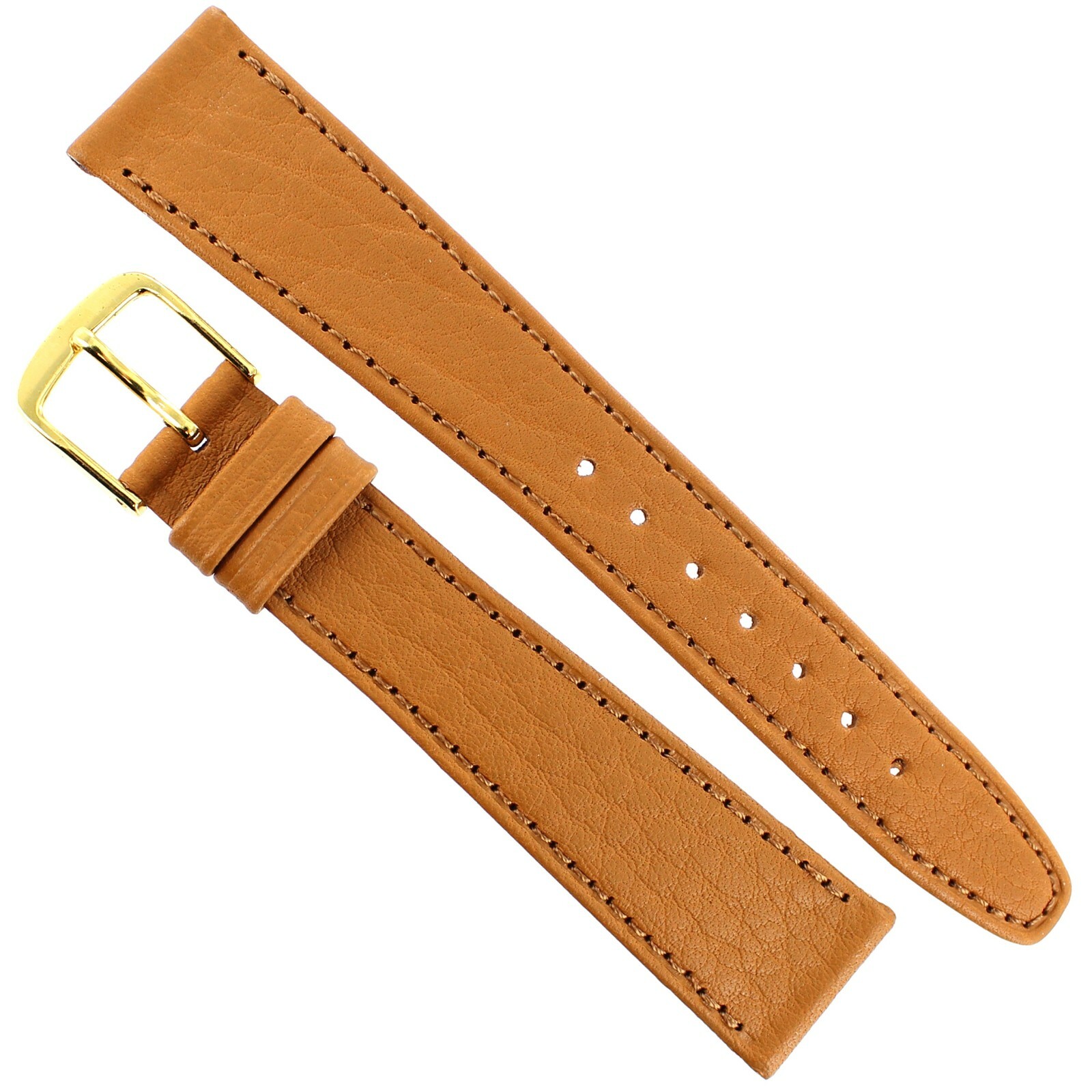 19mm Time Fashion Honey Tan Matte Waterproof Leather Flat Stitched Mens Band Reg