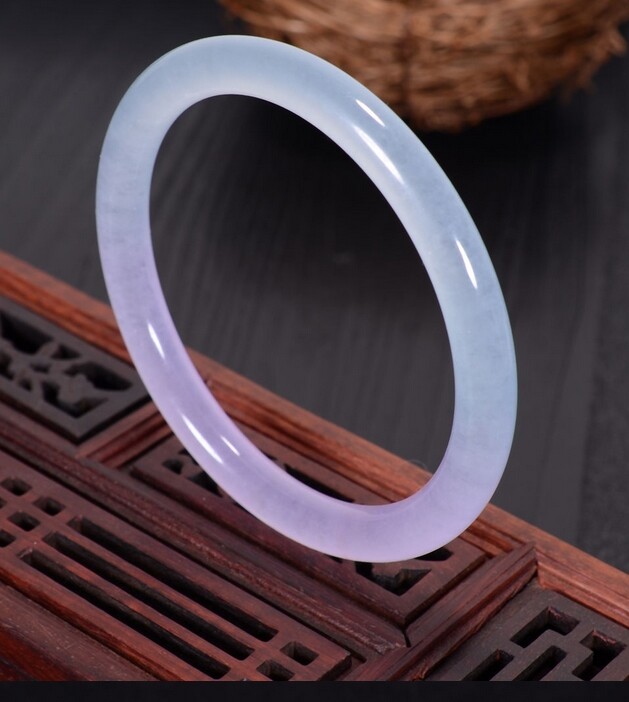 Natural Lavender Blue Jade Jadeite circle flat Bracelet 56-66mm Jewelry