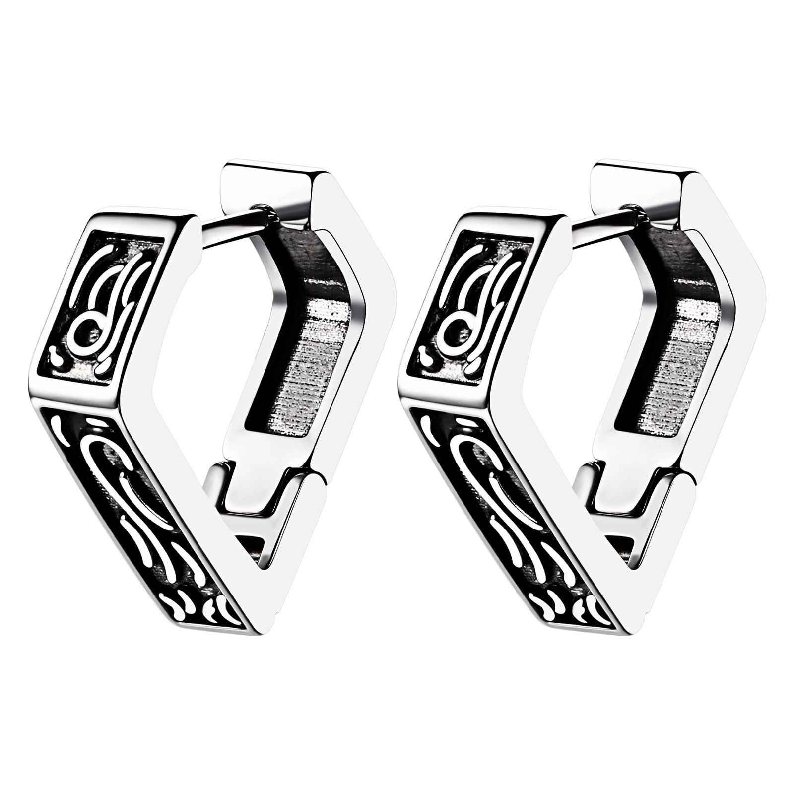 Men’s Women Punk Viking Stainless Steel Earrings Tribal Triangle Dangle Earrings