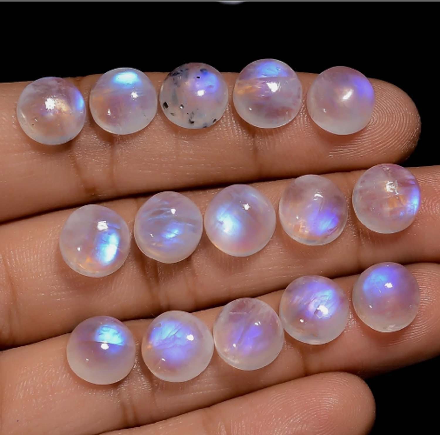 Natural AA+ Rainbow Moonstone Round Cabochon Gemstone Lot 20 Ct 10X10X4mm 201