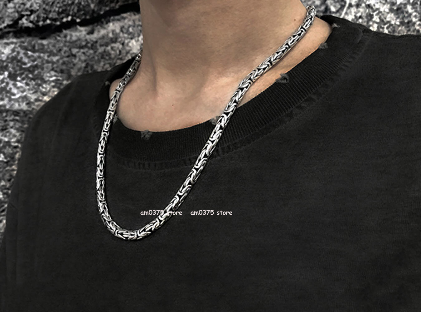 Real S925 Sterling Silver Necklace Women Man 4/5/6/7/8mm Round Byzantine Chain