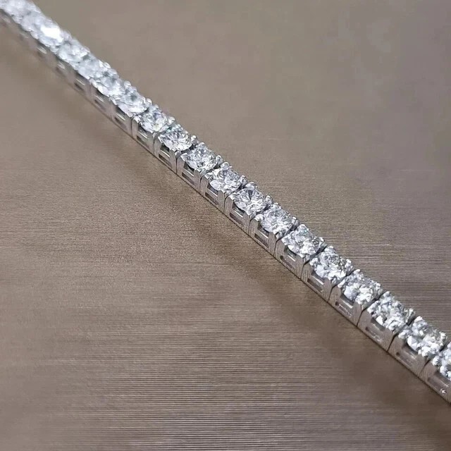Lab Grown Diamond Round 25th Anniversary Gift Tennis Bracelet 14k White Gold