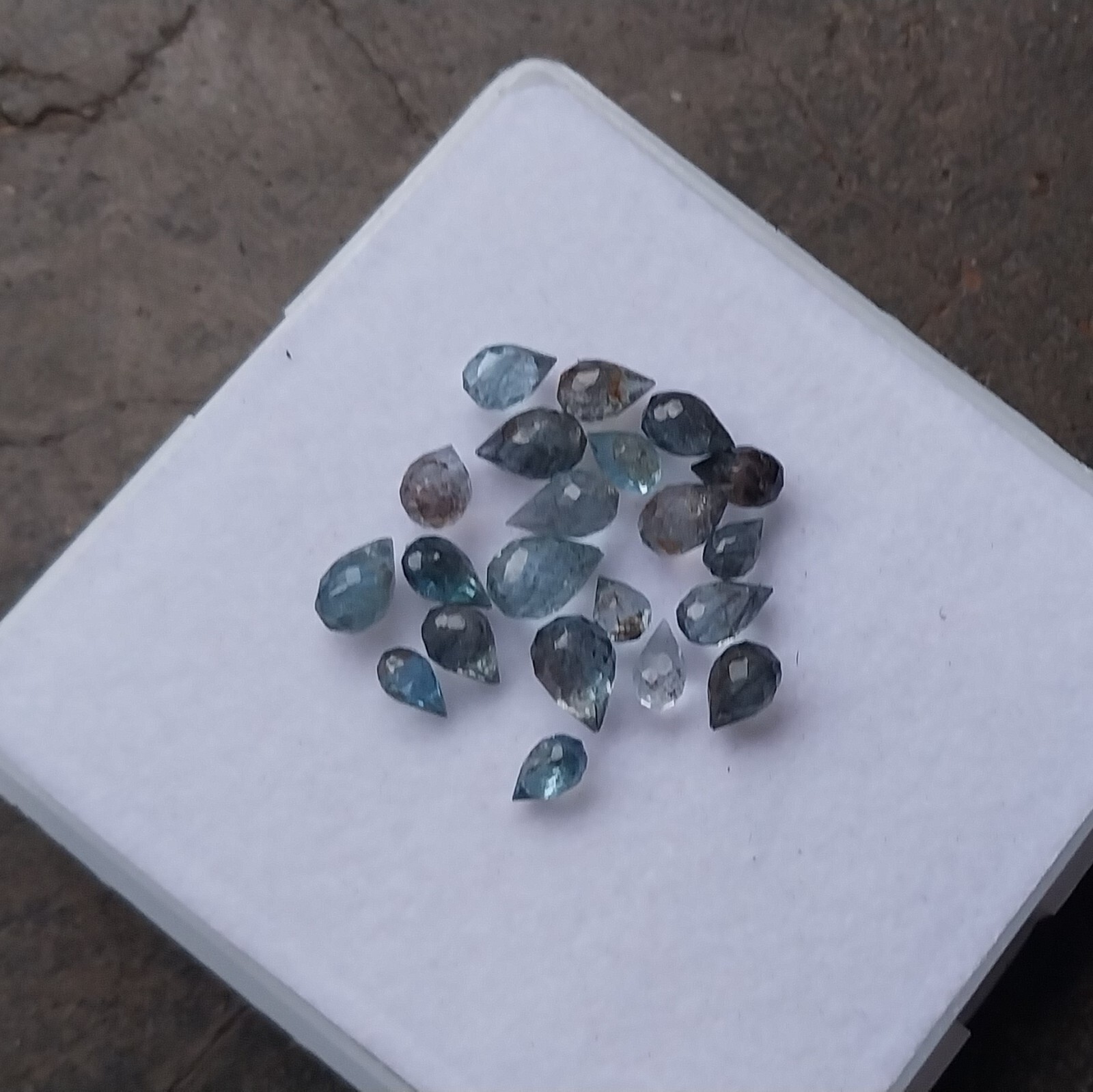 13 Ct 3.5×5 to 5×7.5MM Faceted Natural Blue Moss Aquamarine Teardrops 22 Pcs Lot