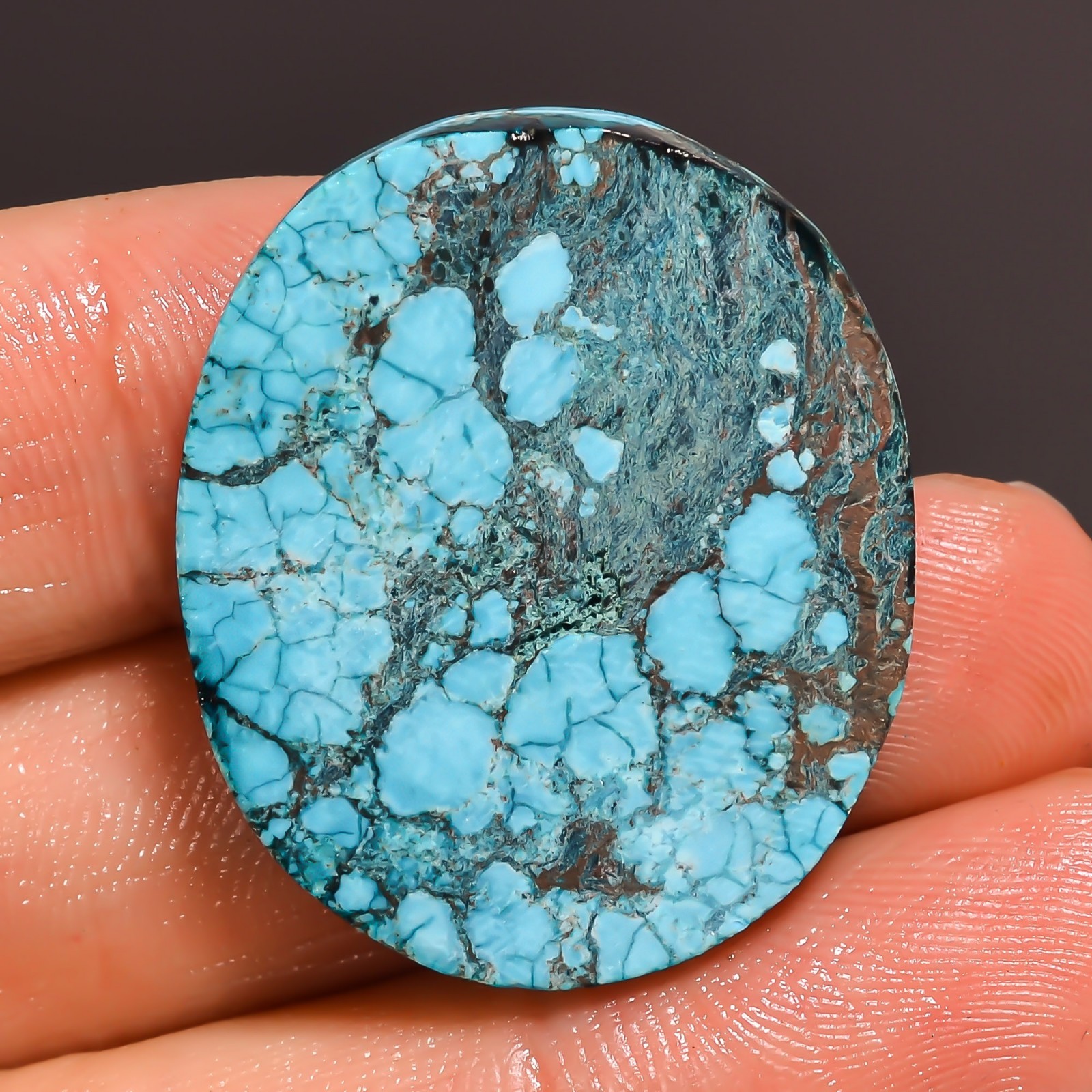 40.55Cts Natural Tibet Turquoise Cabochon 25x30x5mm Oval Top Quality Loose Stone