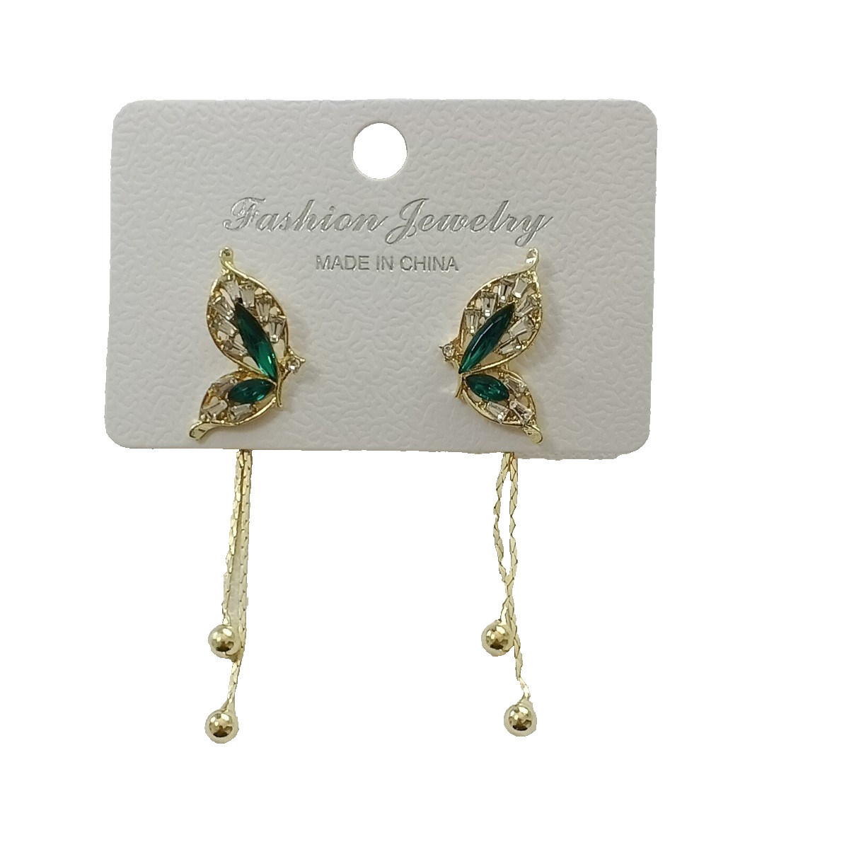 Butterfly Crystal Rhinestone Stud Earrings Dangle Brass Plated One Size