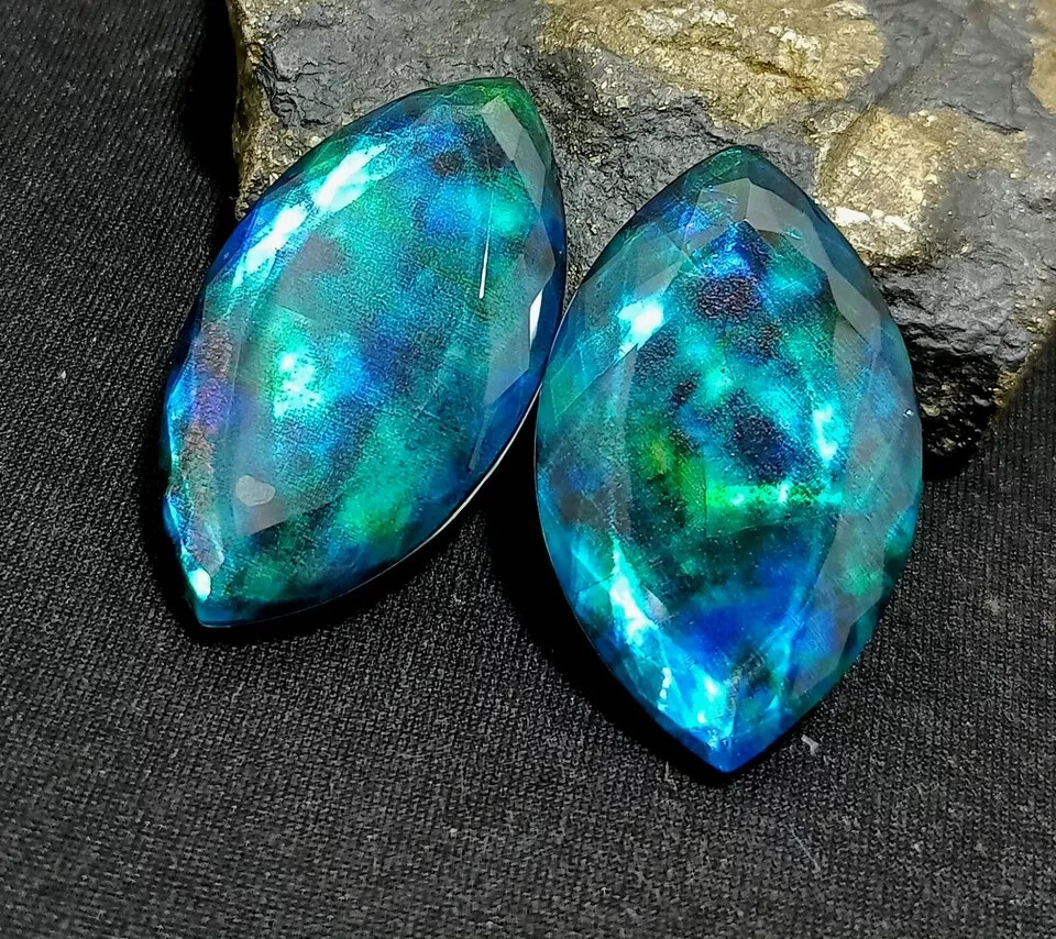 A+++ Ammolite Oval Cut 96-98 Ct Opal-Like Organic Natural Doublet Loose GEMSTONE