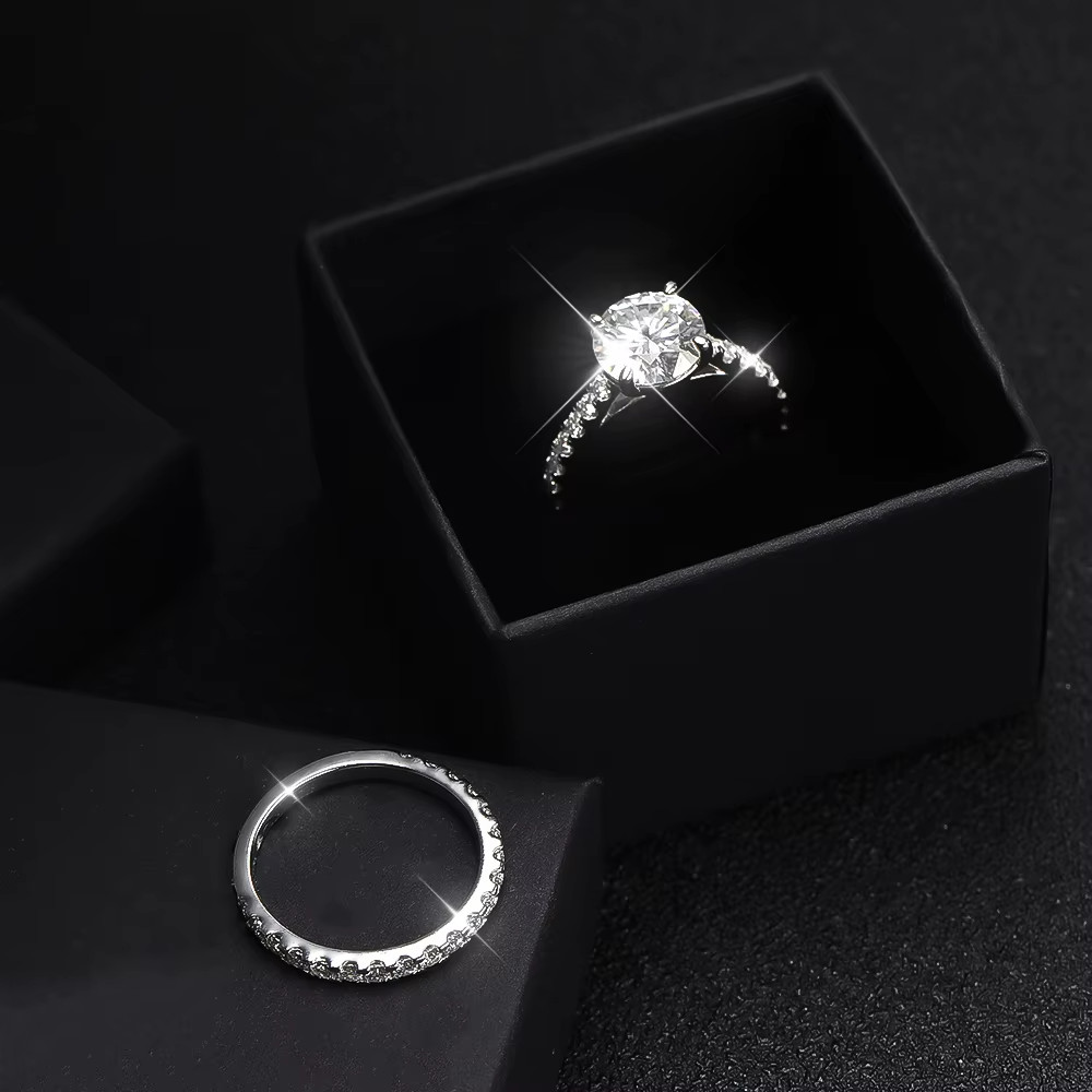 5Ct Dazzling Moissanite D/VVS1 Wedding Bridal Ring set 925 Silver Size 4-10 WG