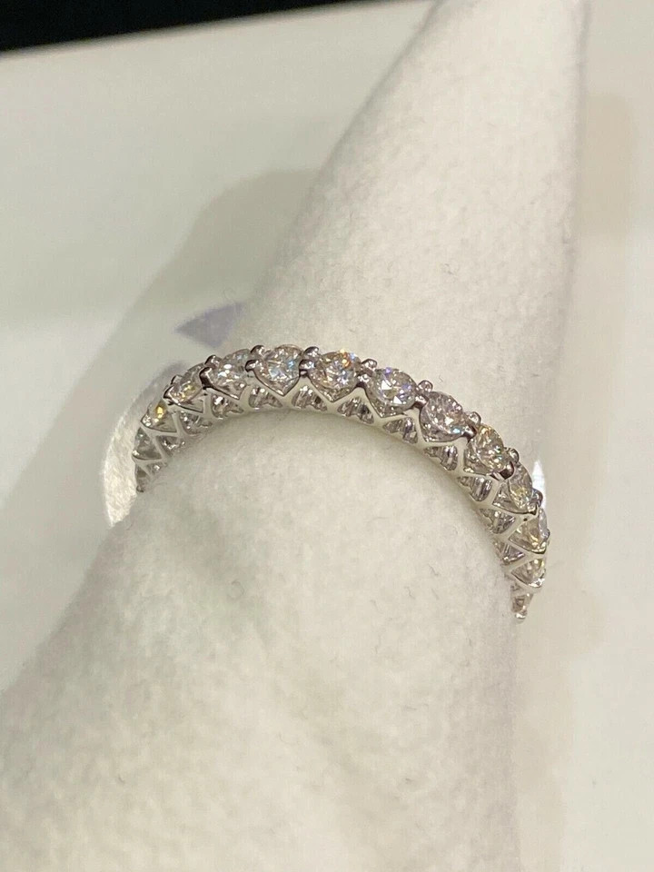 Diamond Eternity Band Round Cut 1.50 Ct 14k White Gold Lab Grown VVS E F CVD