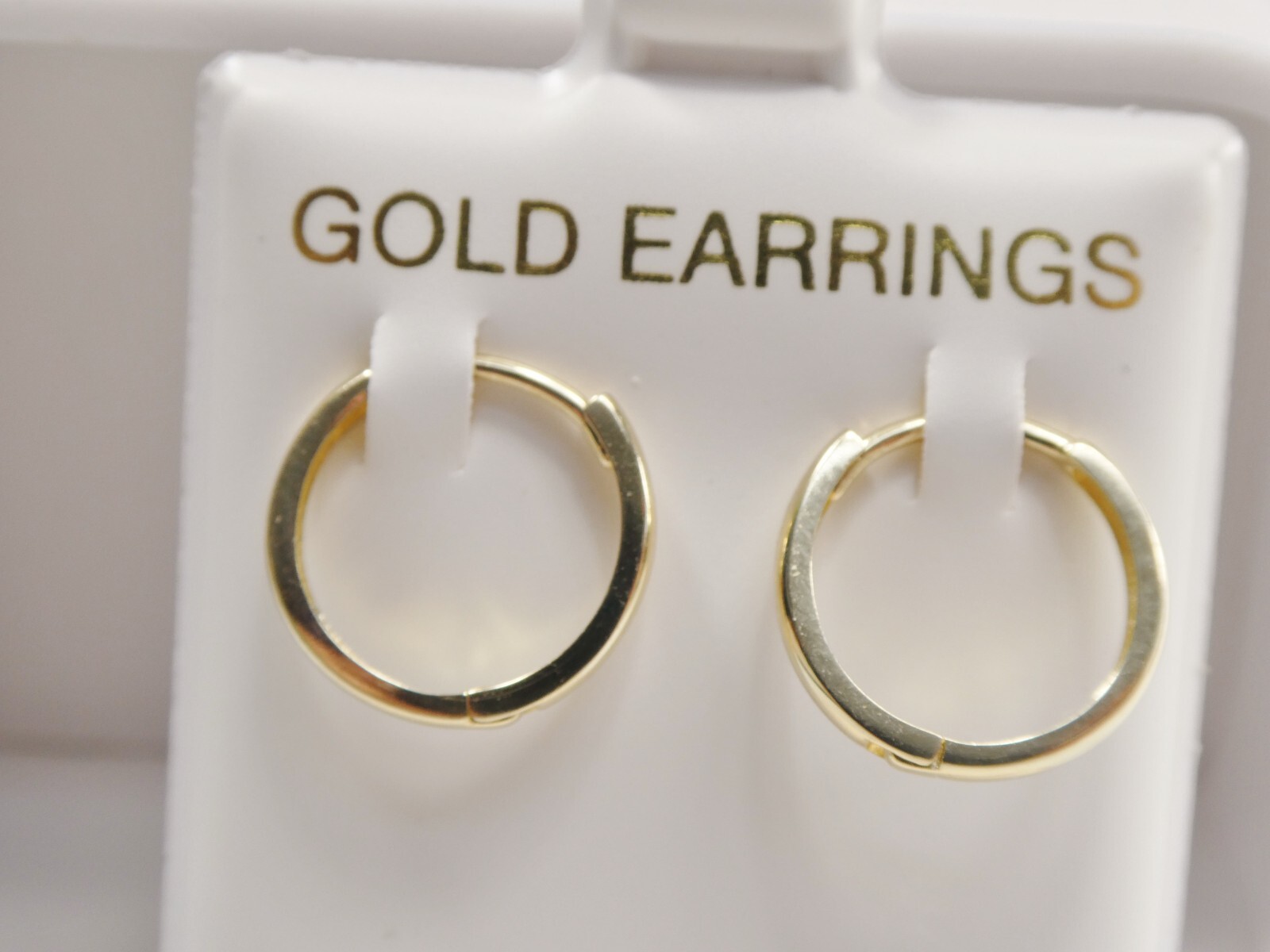 REAL 10K SOLID YELLOW GOLD 13.4MM PLAIN HUGGIE HOOP EARRING
