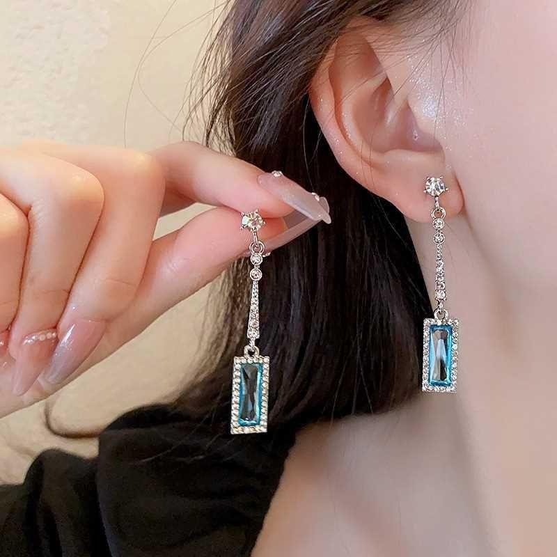 Pave Square Earrings Women Stud Dangle Earrings Fashion Elegant Jewelry