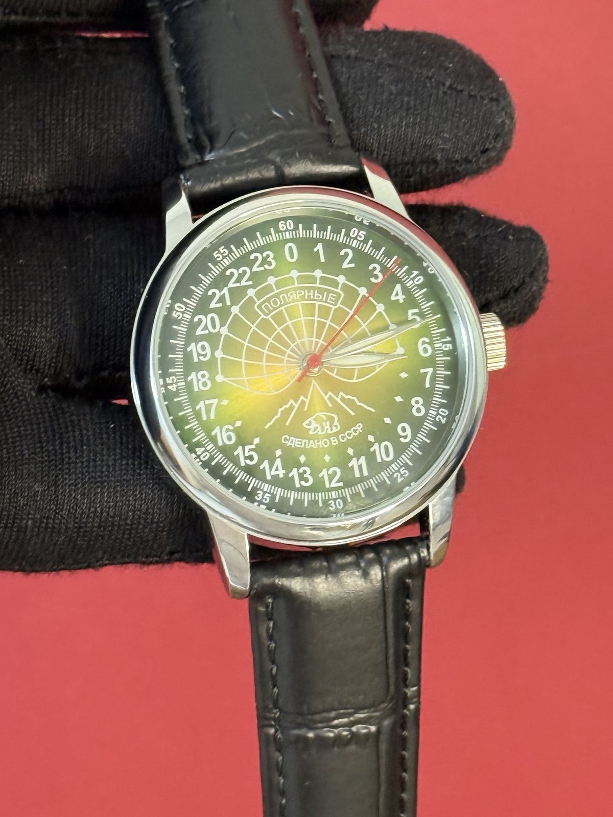 Watch Raketa 24h Automatic Wrist Men’s Russian Soviet USSR Polar Day Green