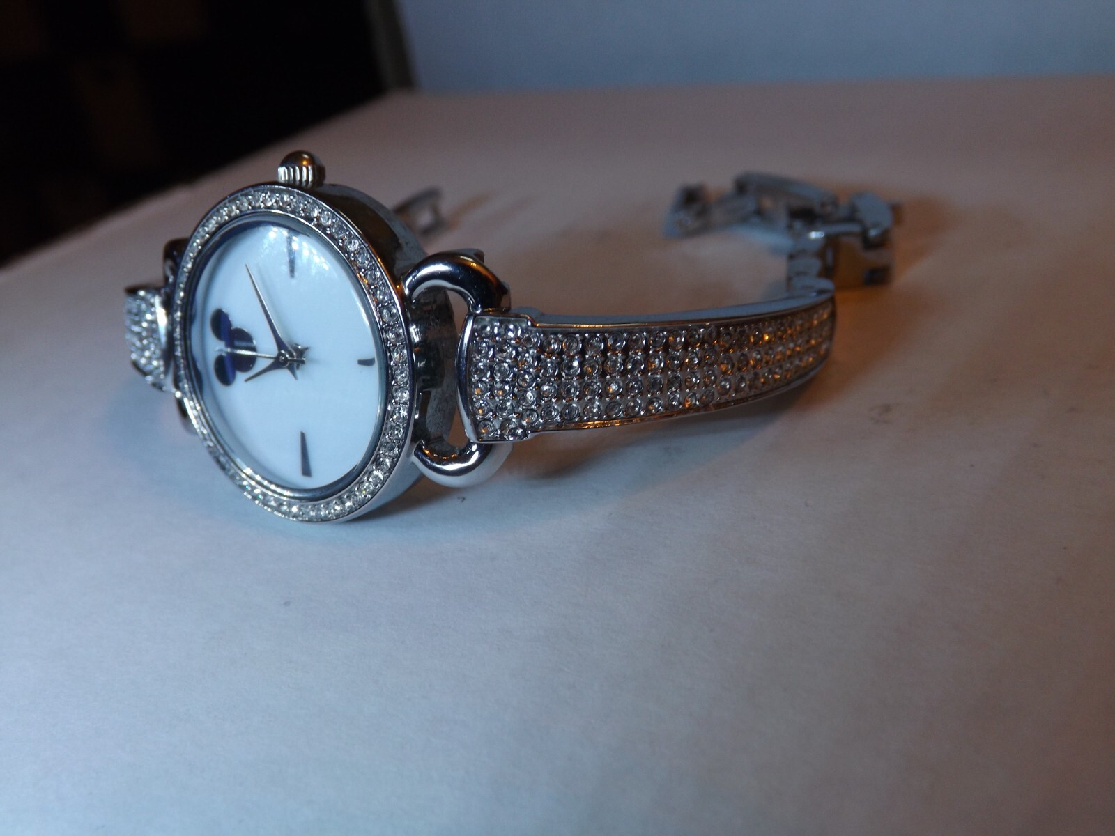Disney Parks Womens Mickey Mouse Watch -Sparkling Crystals-Two Bonus Bangles-New