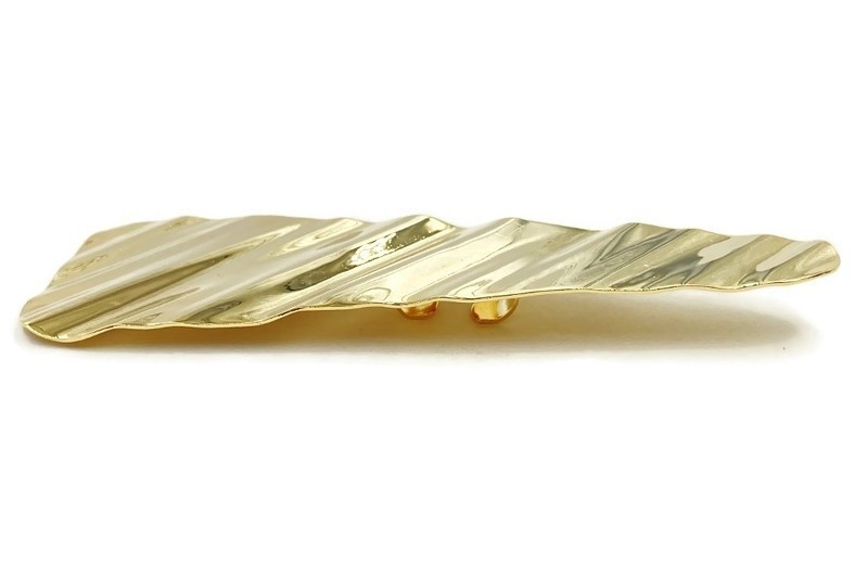 4 PIECES VINTAGE GOLD PLATED TRIANGLE WAVY FANCY CLIP BACK 5″ FINDINGS W333