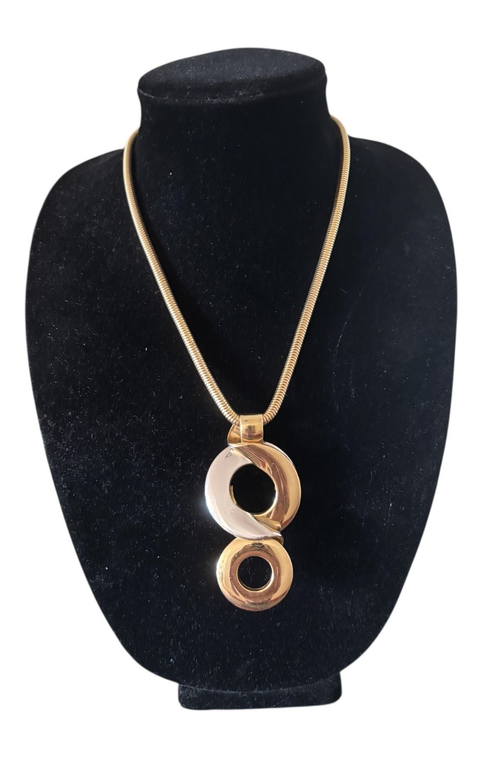 Vintage Christian Dior 1974 Germany Gold & Silver Tone Modernist Necklace