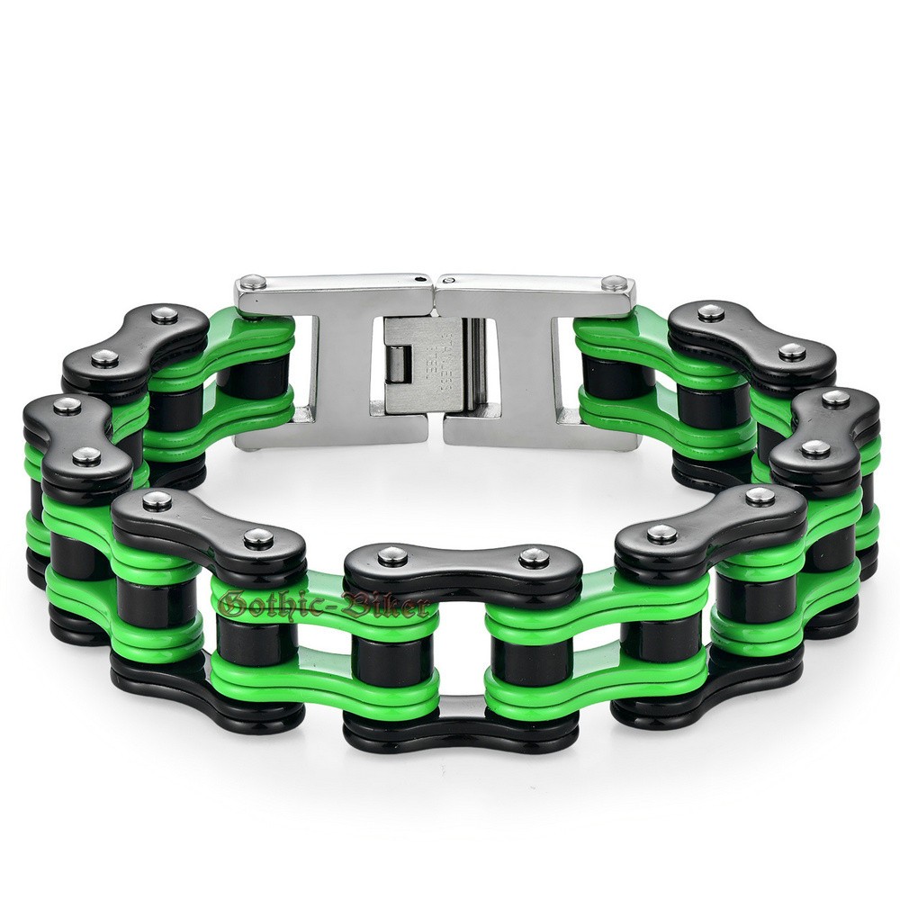 Men Heavy Stainless Steel Motorcycle Bike Chain Link Bracelet Biker Multi-Colors