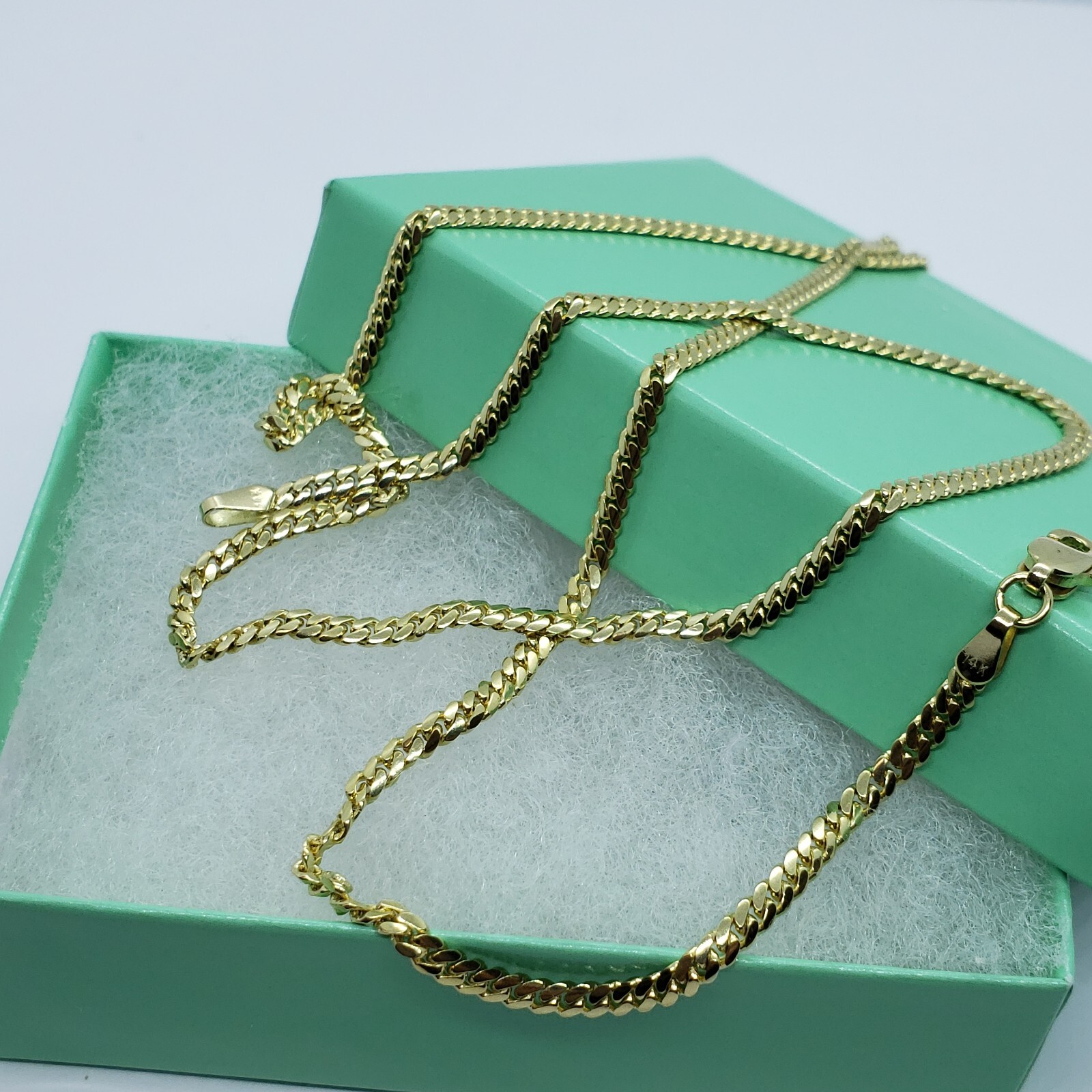 10K Solid Yellow Gold Miami Cuban Link Chain Necklace Width 2.5mm Size 18″~30″