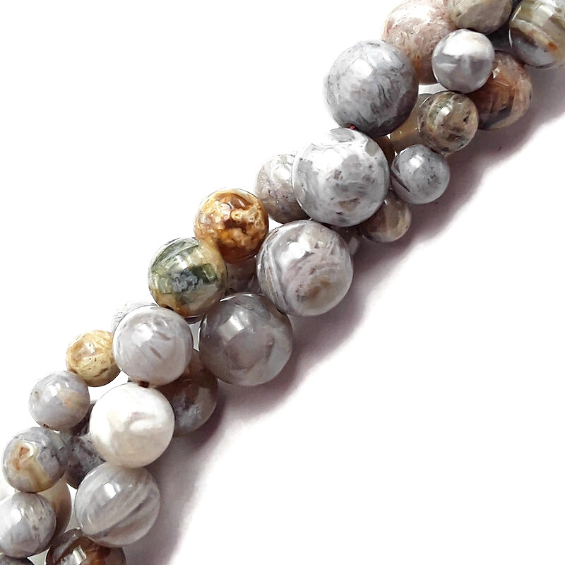 Gray Bamboo Leaf Agate Smooth Round Beads 6mm 8mm 10mm Approx 15.5″ Strand