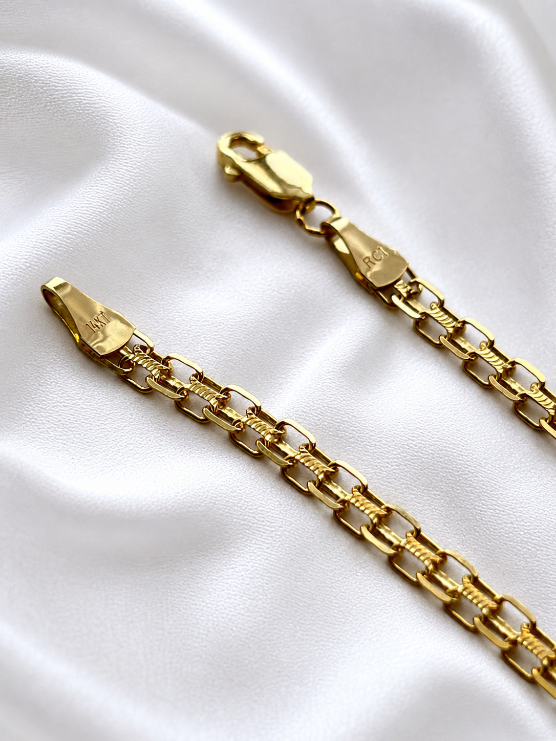 14K Yellow Gold Fancy Link Bracelet 7.25” 2.82g New in Box Never Worn