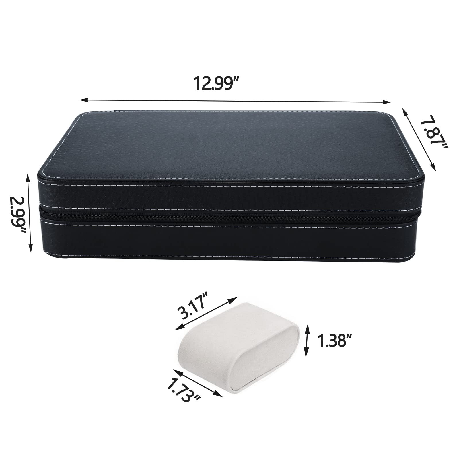 12 Slots Boxes,Portable Zip Jewelry Display Case with Removable Pillow for Je…