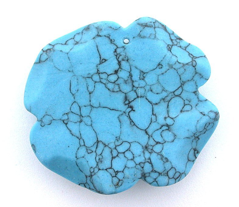 Synthetic Turquoise Rose Flower 1 7/10 Inches Carving Carved Gemstone EC10/12524