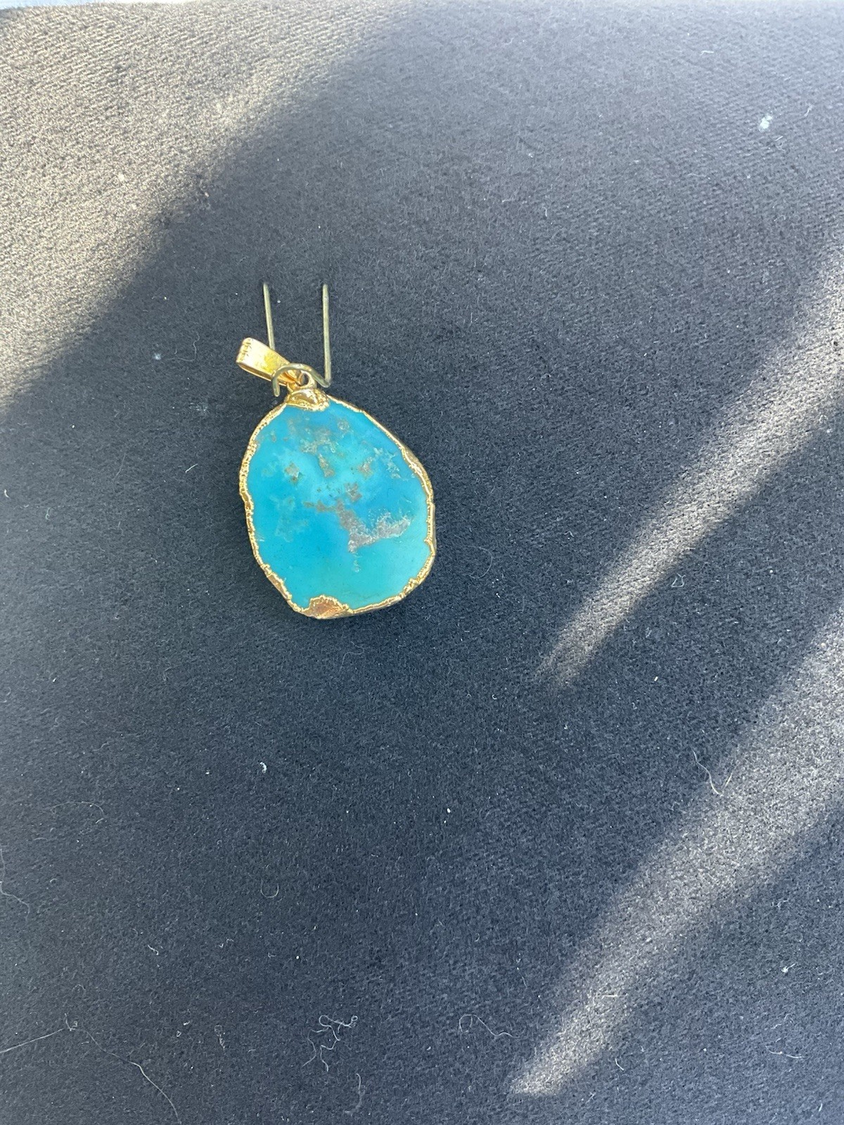 Vintage Turquoise Pendant With Gold Trim