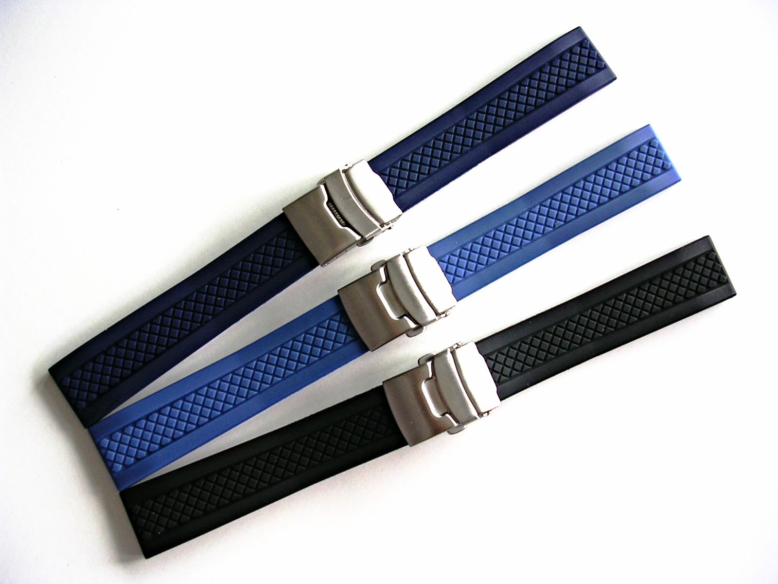 Diamond Silicon Rubber double lock Deployment watch band strap Sport Diver USA