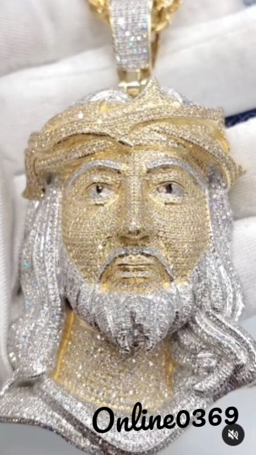 Men’s 3D Classic Jesus Face Charm Pendant 2.11ct Natural Moissanite 925 Silver
