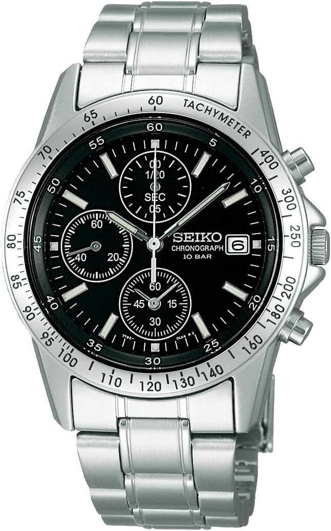 SEIKO Selection SBTQ041 Chronograph Quartz Men’s Watch Silver Black From Japan