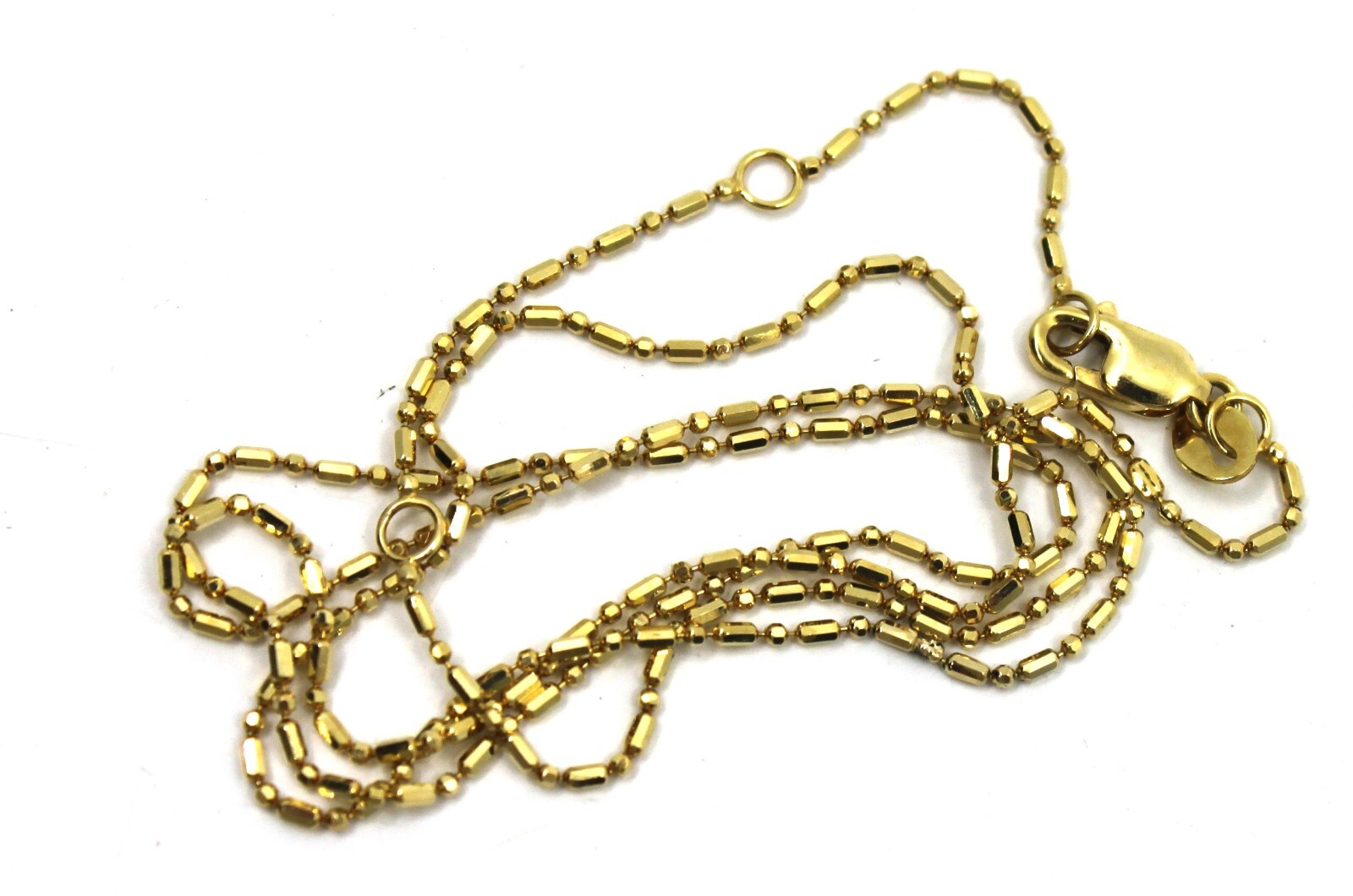 14K Solid Yellow Gold Bead Station Chain Necklace 16-18″ Dainty Adjustable Lobst
