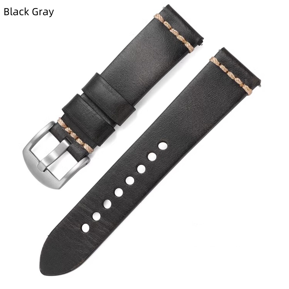 Luxury Waxed Cowhide Leather Hand Stitched Watch Band Strap 18mm-24mm Optional