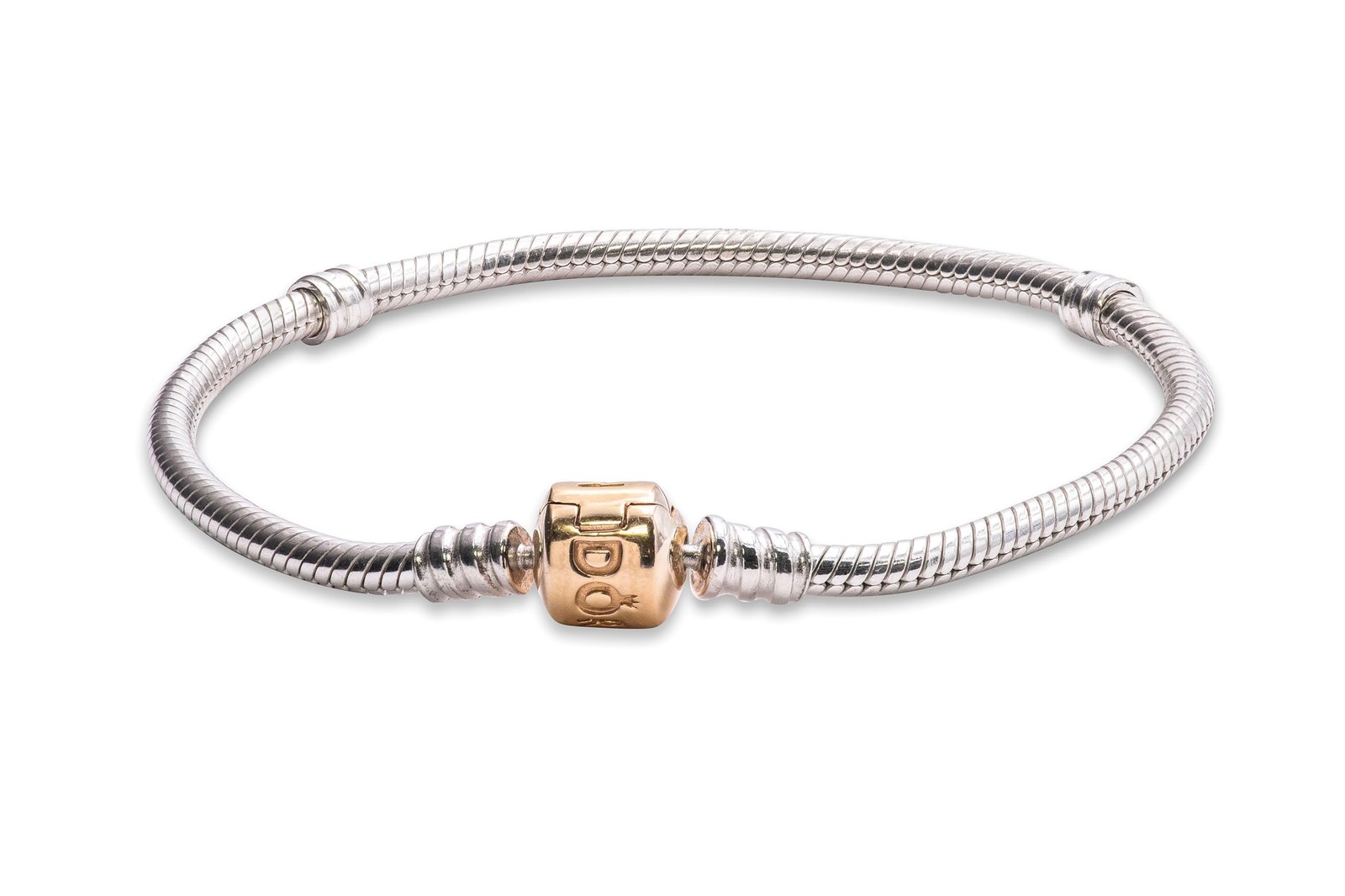 Pandora Sterling Silver Bracelet With 14K Gold Clasp – 590702HG-18