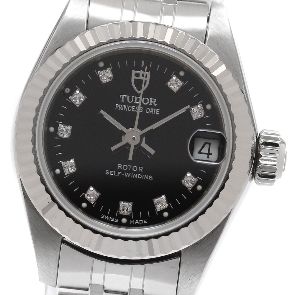 TUDOR Princess Date 92514 WG bezel 10P black Dial Automatic Ladies Watch_950623