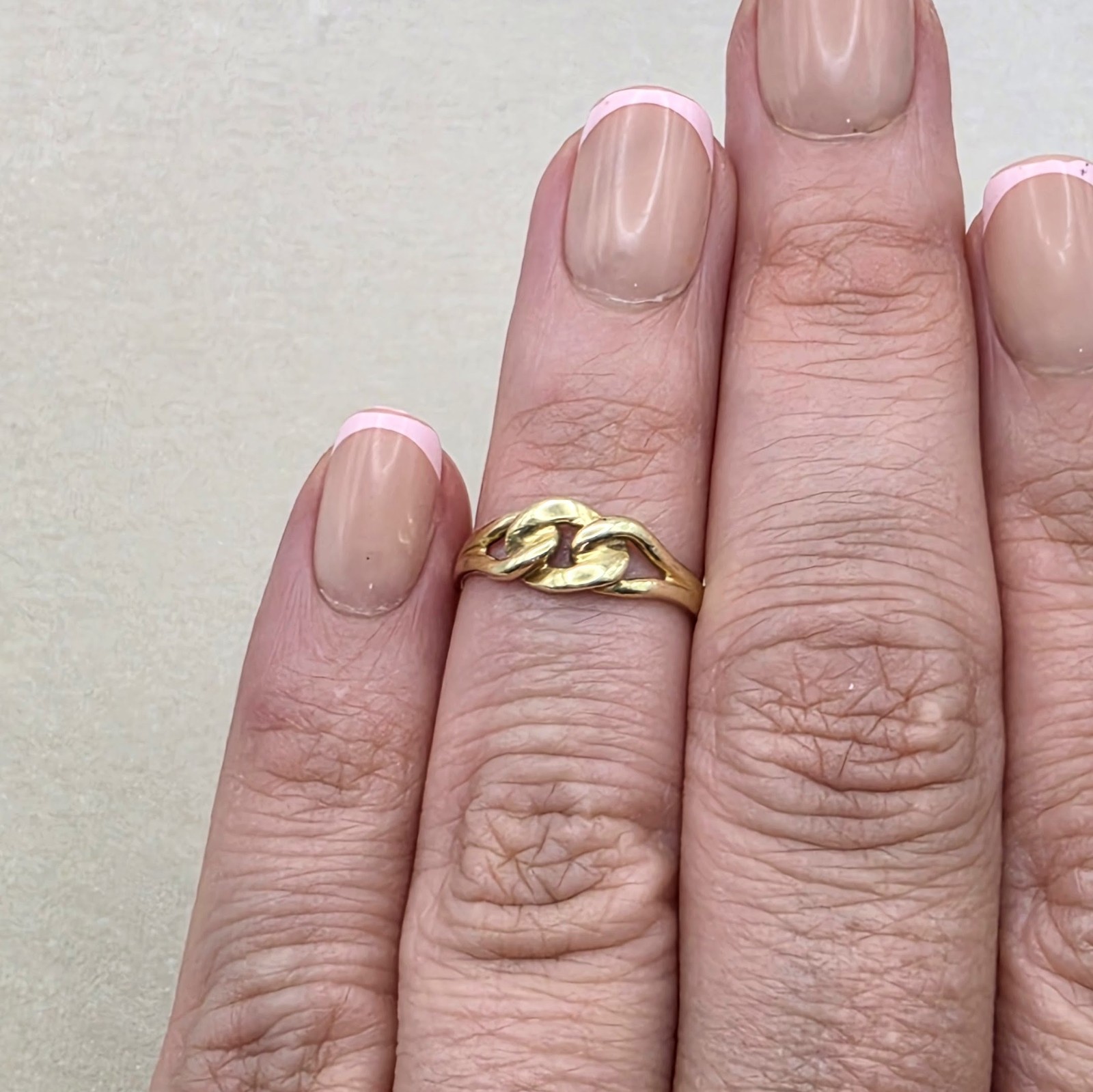 Vintage Italian 14K Gold Love Knot Ring, Chain Link Style Size 5