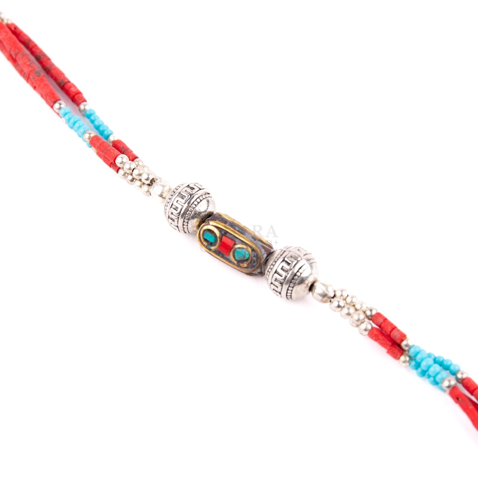 Tibetan Bracelet, Red Coral Turquoise Beads, Traditional Tibetan Bead Jewelry