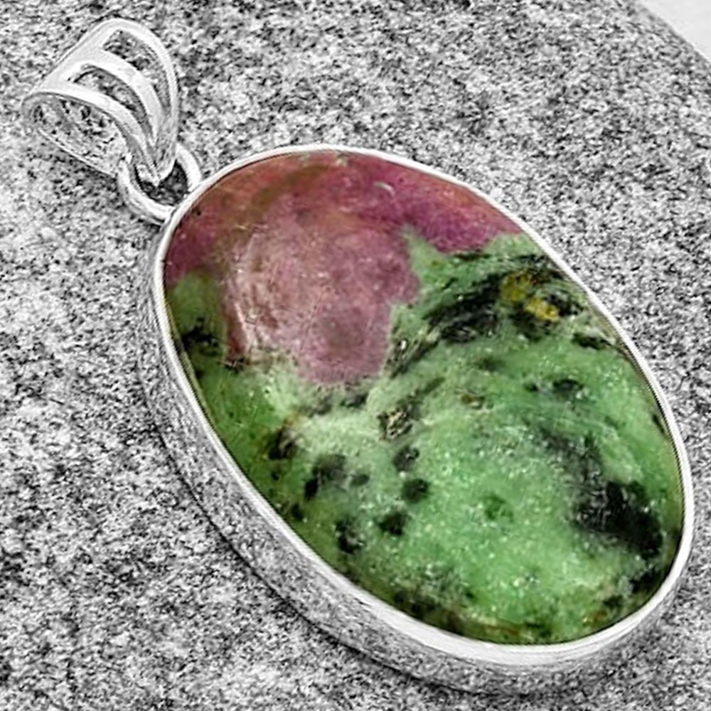 Natural Ruby-Zoisite – Africa 925 Sterling Silver Pendant Jewelry P-1001