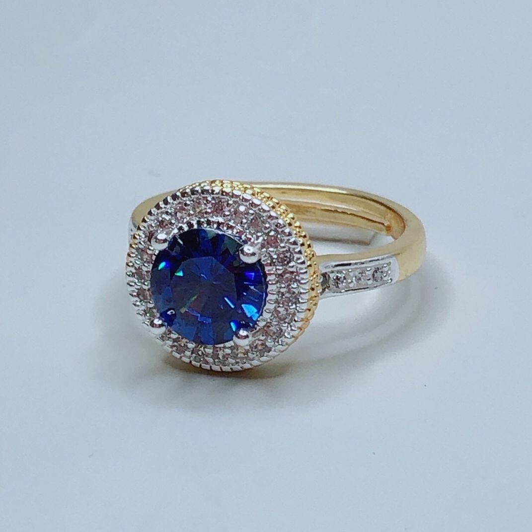  18k Adjustable Gold Blue Diamond Ring Free UK Delivery New