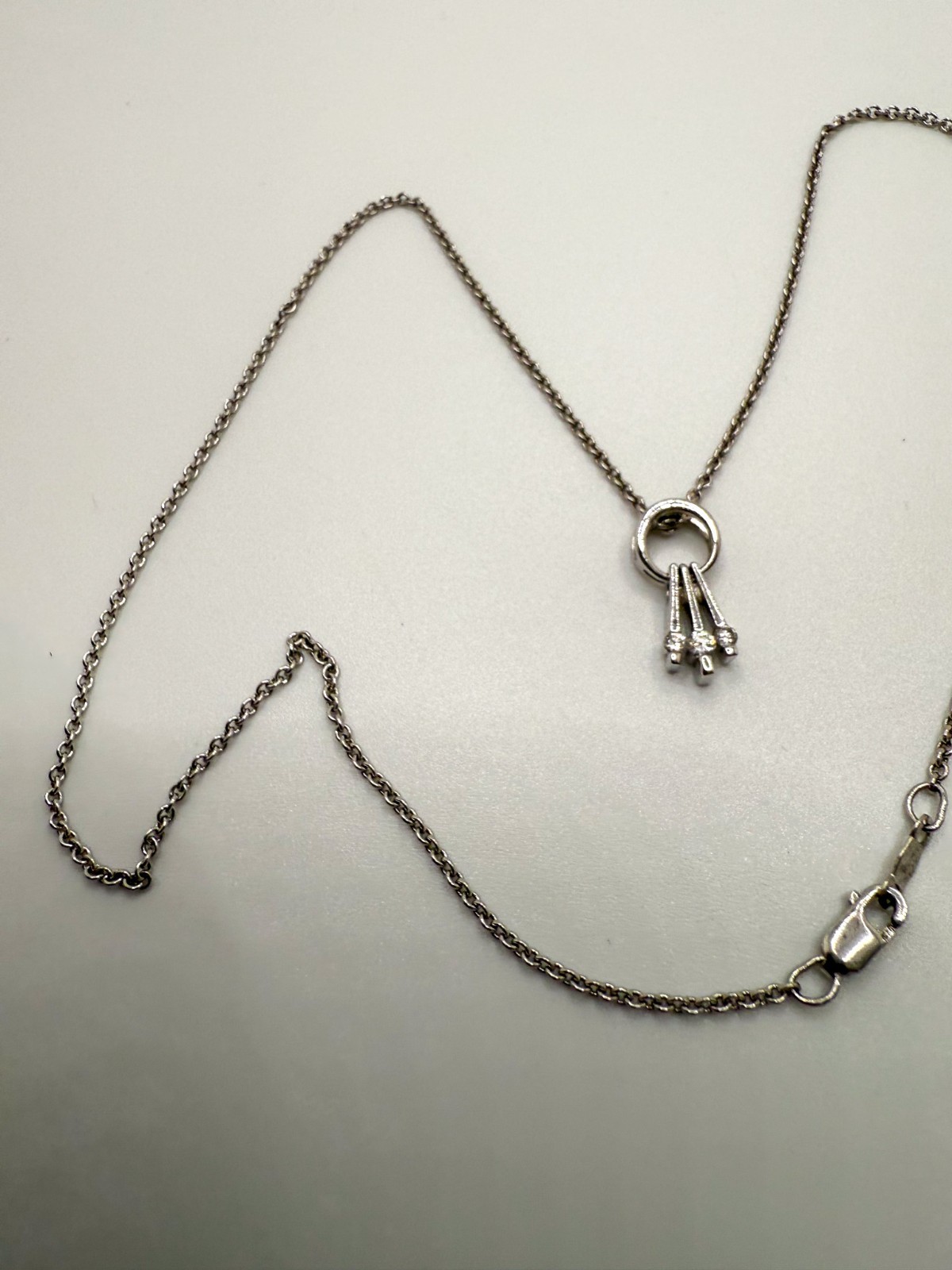 Vintage Sterling Silver CZ Pendant 1.7cm Necklace 18″ JB26