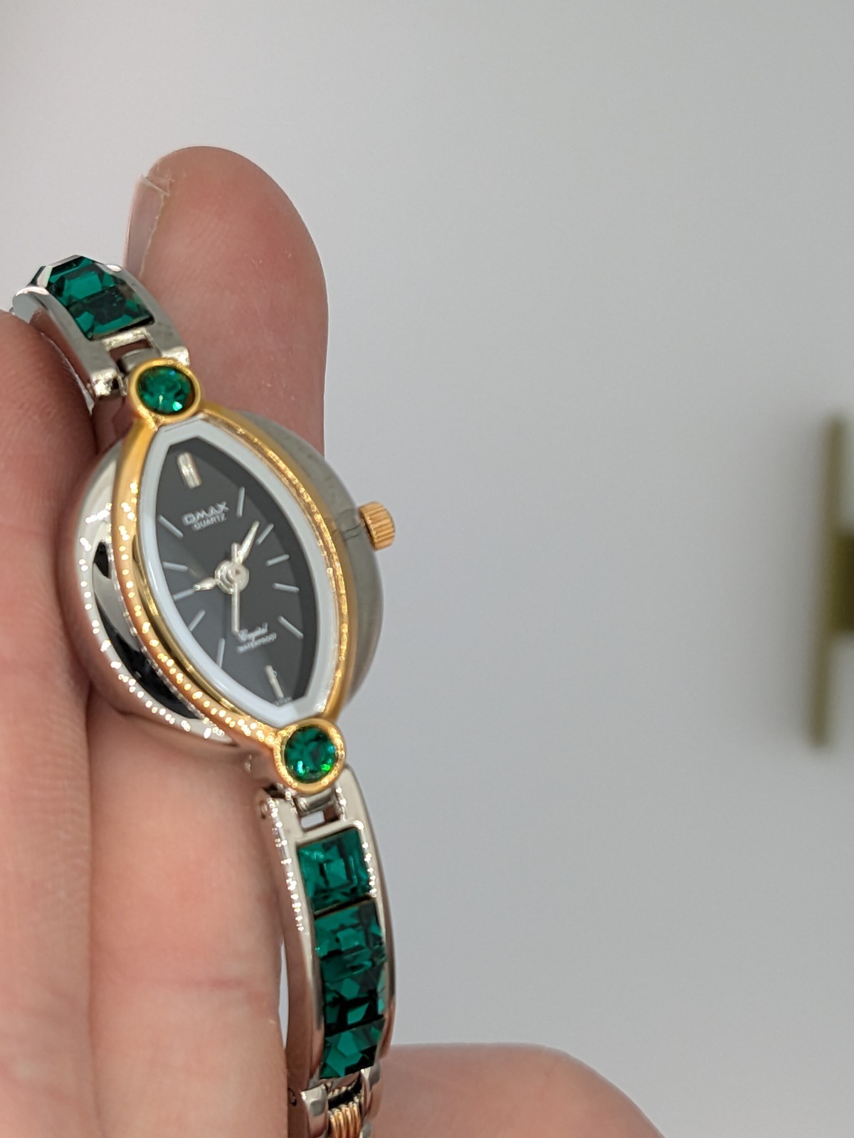 Ladies Watch Omax Japan Two Tone Crystal Dress Formal 7″