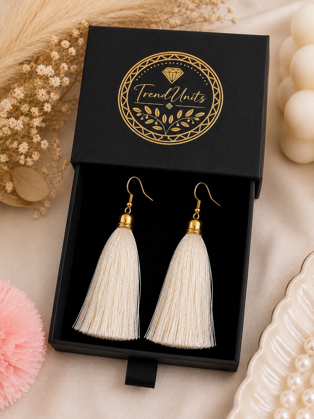 Ivory Tassel Drop Earrings Gift Box Included Ready to Gift Elegant Boho