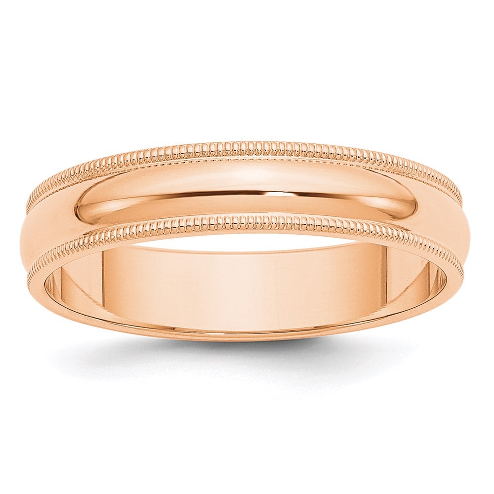10k Rose Gold 5mm Milgrain Half Round Wedding Band Men’s Ring Size 12