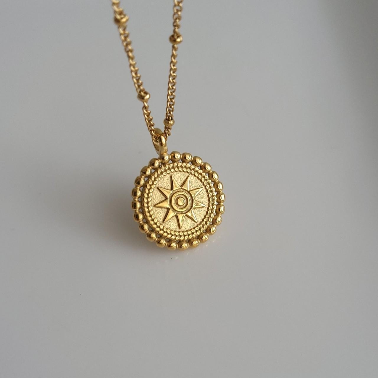 Sun Necklace Sundial Celestial Astrology Pendant Necklace 18k Gold Plated