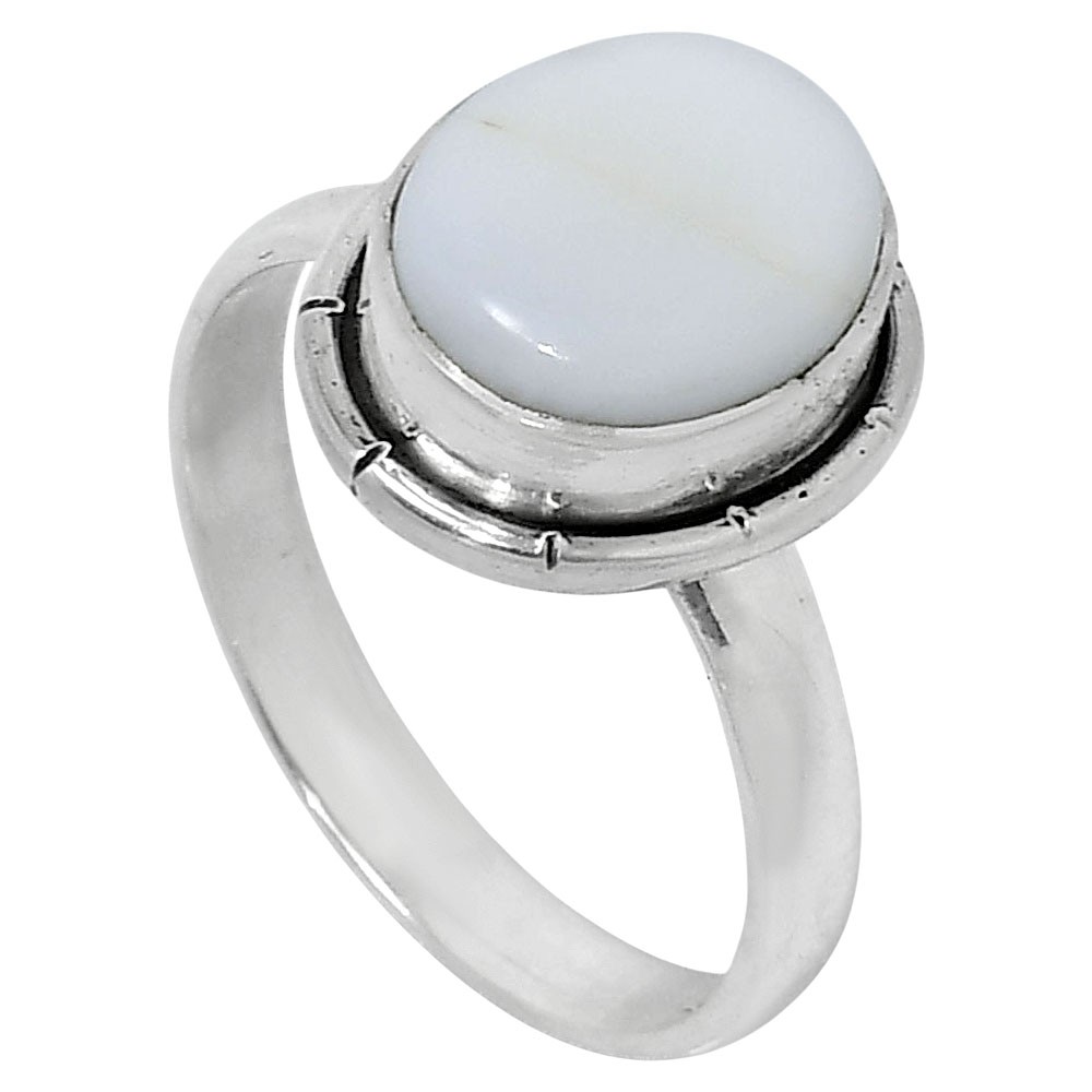 Natural White Opal 925 Sterling Silver Ring s.8 Jewelry R-1011